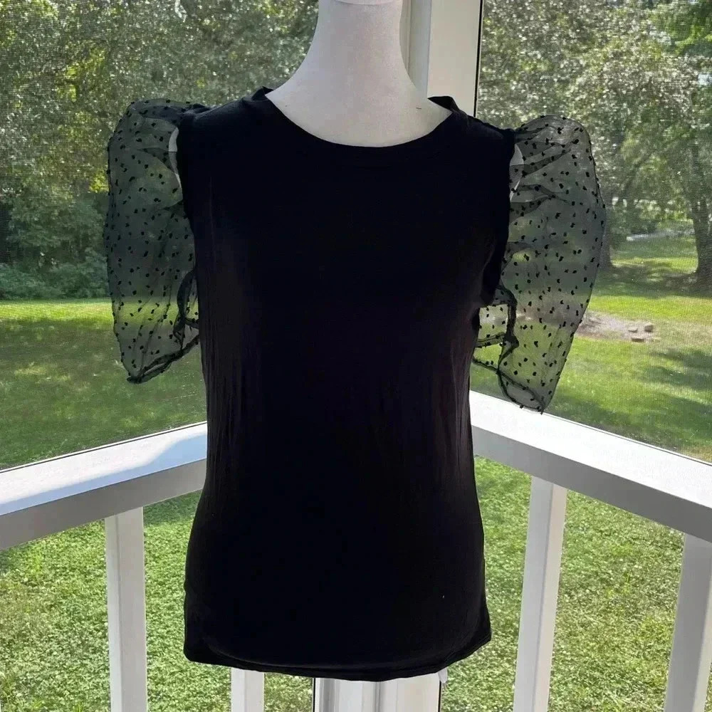 Jun & Ivy clip dot puff sleeve medium